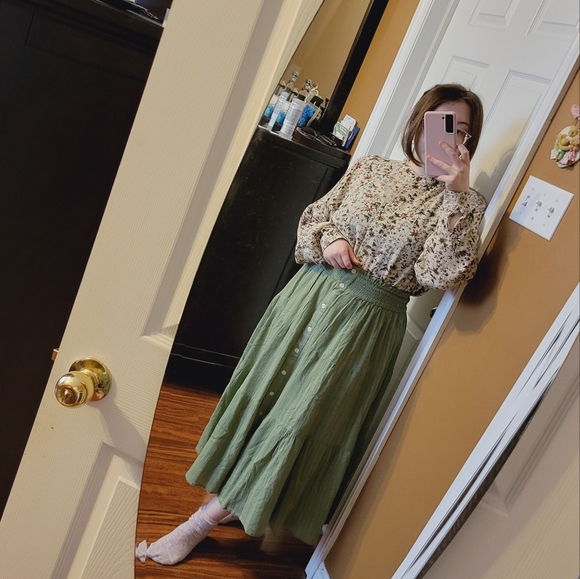 Vintage Tops - Vintage 80s 90s cottagecore floral button up long shirt blouse M